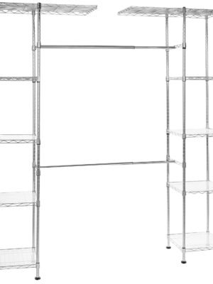 71WLAnvBfNL._AC_SL1500_.jpg Adjustable Metal Hanging Storage Rack – Expandable Closet Organizer with Shelves for Bedroom, Laundry Room, or Garage