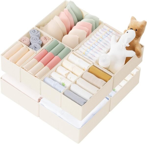 Baby Clothes Drawer Organizer Set (10 pcs) – Keeps Diapers, Onesies & Socks Neat in Nursery or Bedroom Drawers