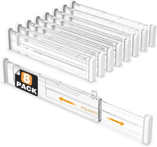 Expandable Drawer Dividers – 12.6” to 22.8” Adjustable Kitchen Drawer Organizers for Utensils, Cutlery, Spoons & Cooking Tools