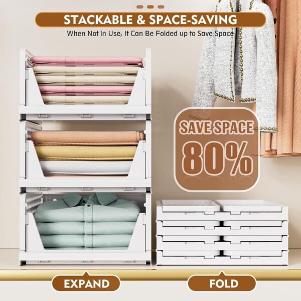 5 Pack Stackable Closet Storage Baske