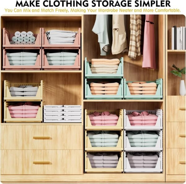 5 Pack Stackable Closet Storage Baske