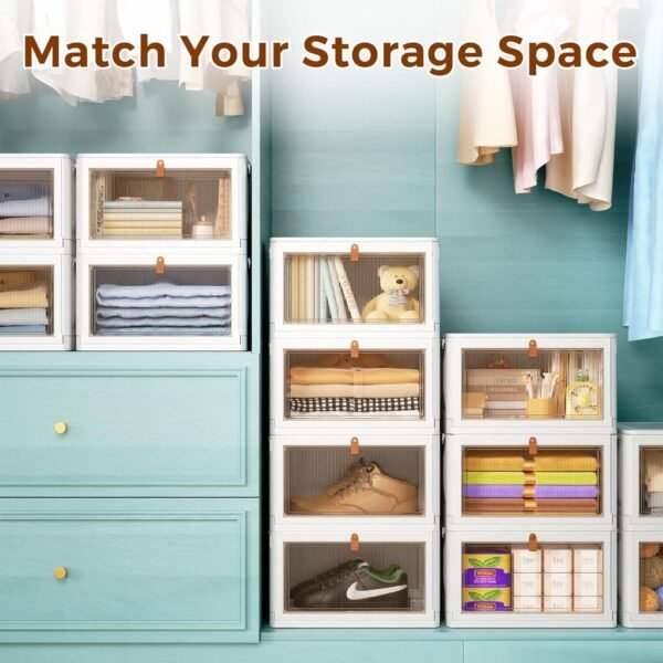 4-Tier Stackable Storage Bins with Lids – 23QT Heavy-Duty Closet Organizers on Wheels for Bedroom, Garage, or Laundry Room