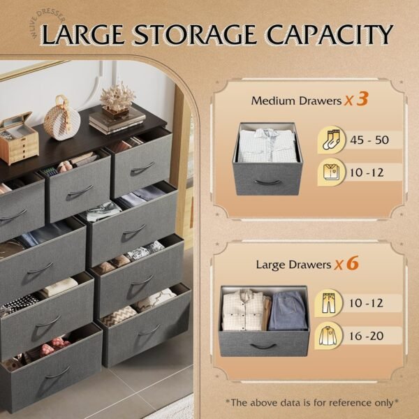 91Sqvl2nQEL._AC_SL1500_.jpg 9-Drawer Fabric Dresser Tower – Elegant Bedroom Storage with Modern Design