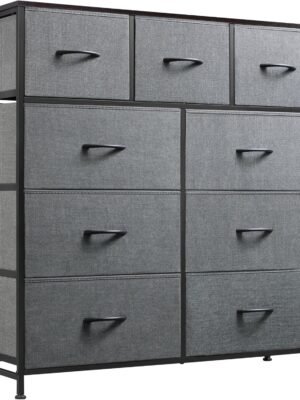 9-Drawer Fabric Dresser Tower – Elegant Bedroom Storage with Modern Design