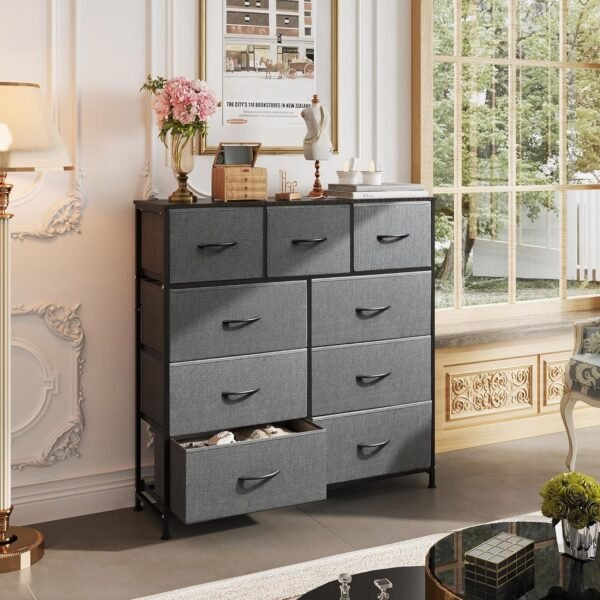 91xxK4XERpL._AC_SL1500_.jpg 9-Drawer Fabric Dresser Tower – Elegant Bedroom Storage with Modern Design